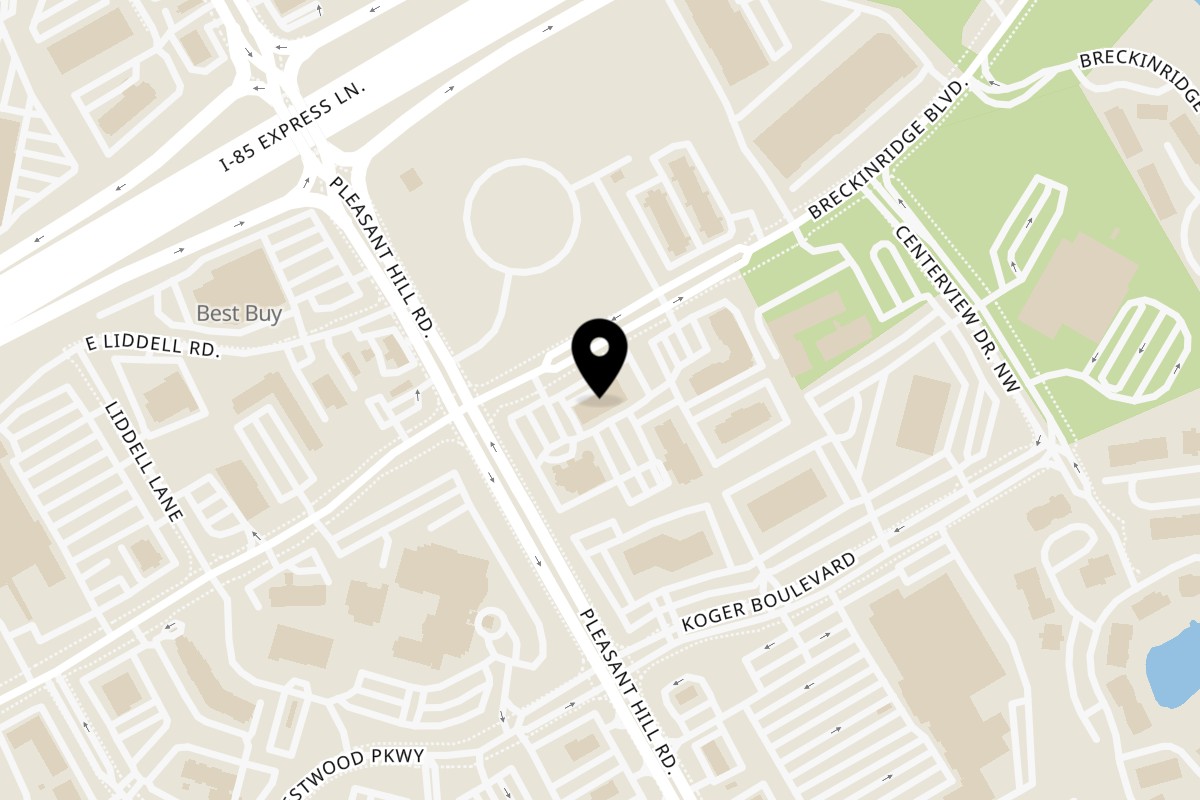 Map showing the location of Who's Got Soul Southern Cafe Duluth on 3580 Breckinridge Boulevard in Duluth